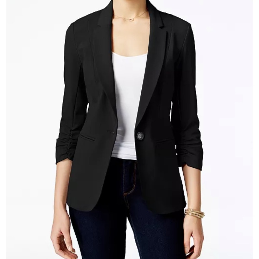 XOXO Ruched-Sleeve Blazer